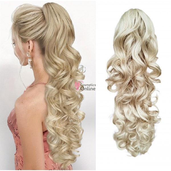 Extensie de par coada ondulata cu cleste 60 cm Blond Ash Cod 7151A-8885